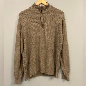 Oscar de la Renta Tan Zip-Up Sweater XL